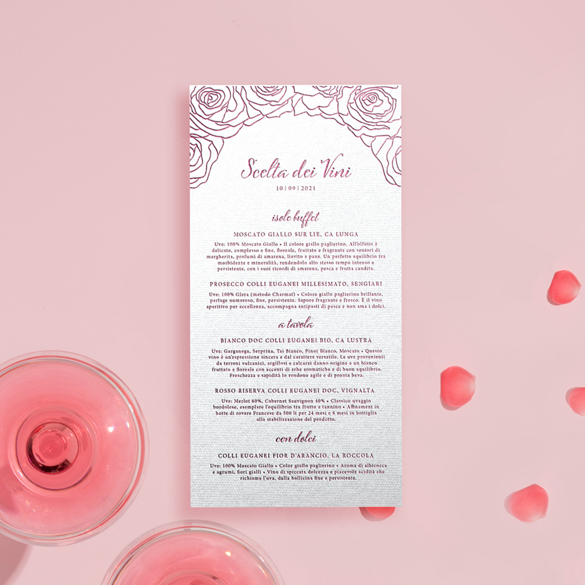 Menu vini